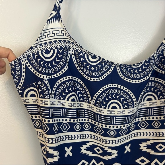 NWT Lagaci French Maverick Aztec Print Open Back Blue Strappy Romper Large - Picture 5 of 13